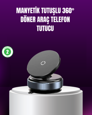 1-163 Araç İçi Manyetik Telefon Tutucu 360° Döner Vakumlu Stand