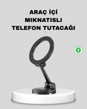 1-203 Katlanır Manyetik Araç İçi Telefon Tutucu – 360° Dönebilen, MagSafe Uyumlu, Güçlü Mıknatıslı Tasarım