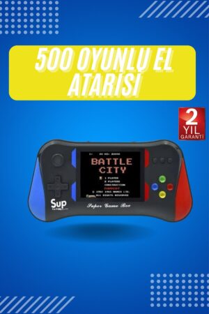1-95 3.5 İnç 500 Klasik Retro Oyun Yüklü Kollu Oyun Konsolu